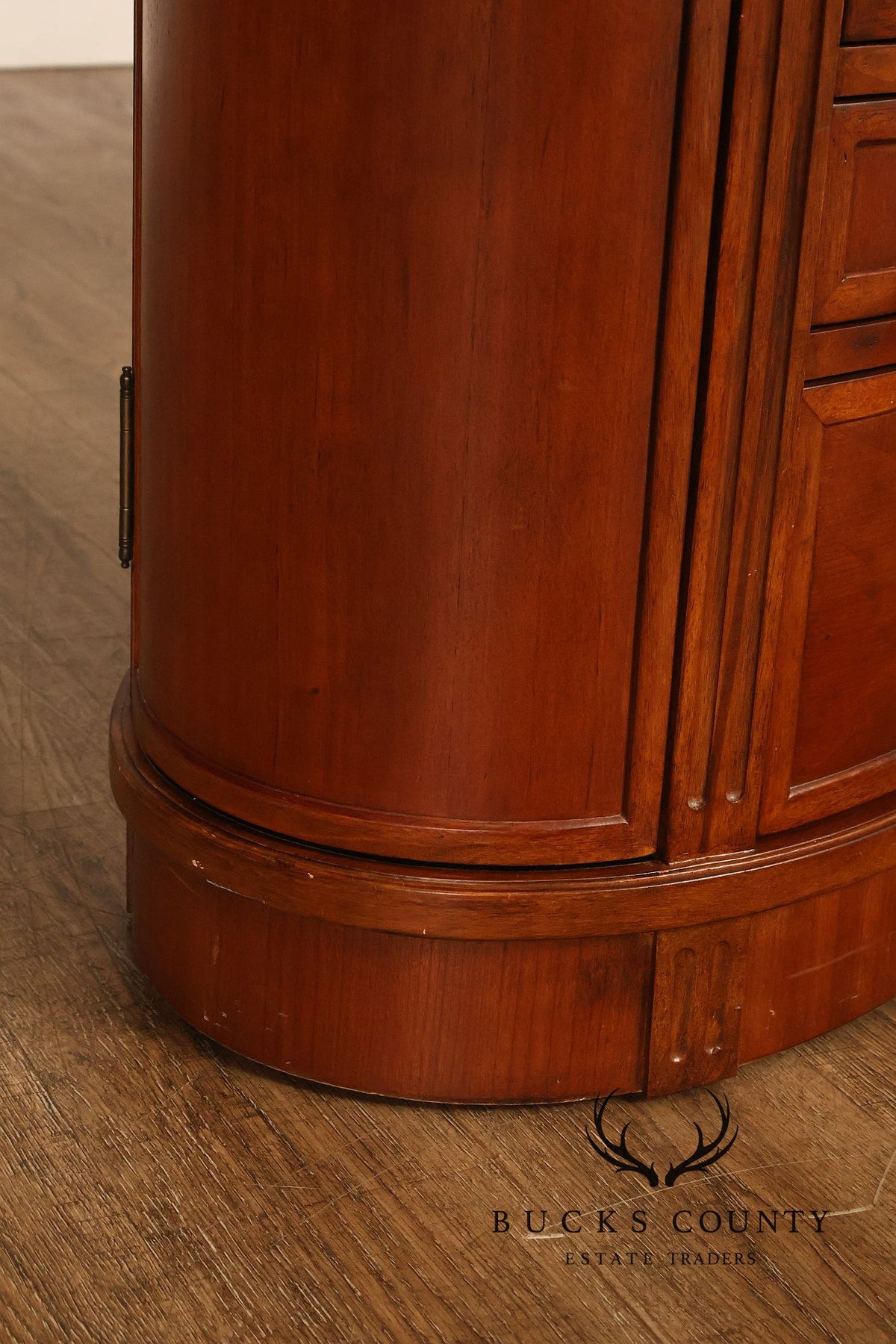 Oval Burl Wood Jewelry Armoire With Lift Top And Side Doors