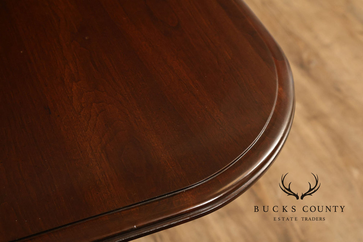 Ethan Allen Georgian Court Queen Anne Style Double Pedestal Cherry Dining Table