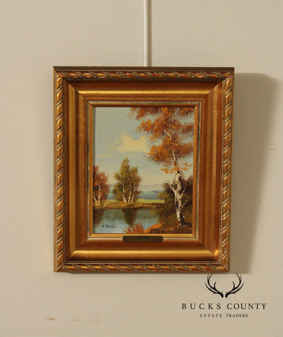 J. Dolan Landscape Oil Painting, Changing Birch Trees