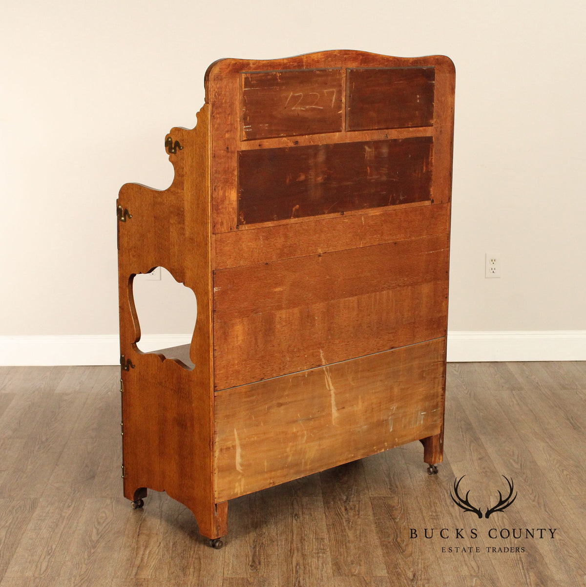 Antique Victorian Golden Oak Sideboard With Mirrored Back