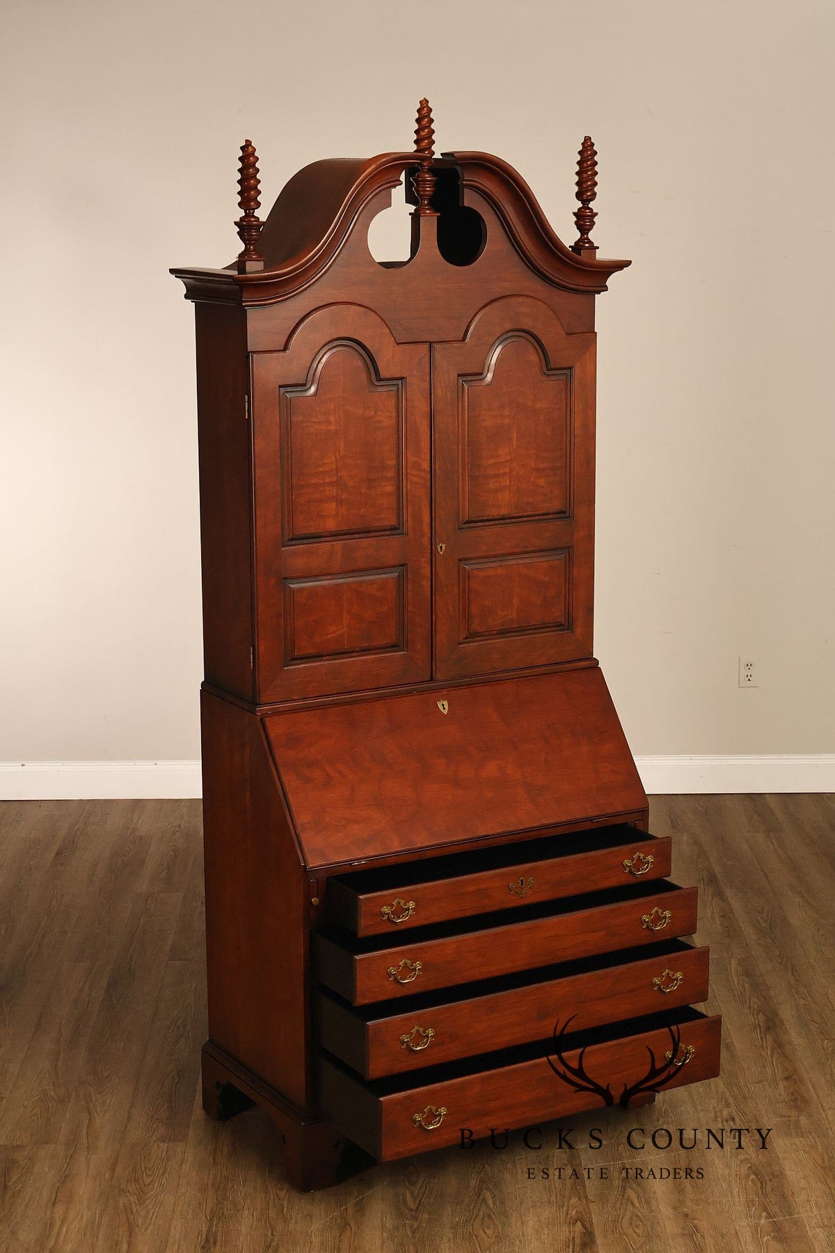 Wright Table Company New England Cherry Secretary Desk Bookcase