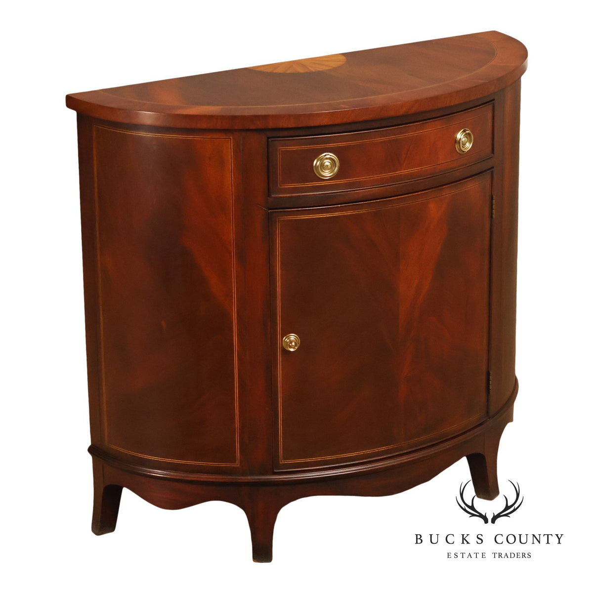 Henkel Harris Mahogany Demilune Console Cabinet Console