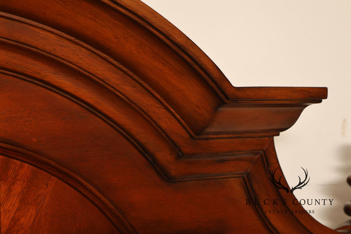 King Size Mahogany Flame Veneer Carved Bed Frame