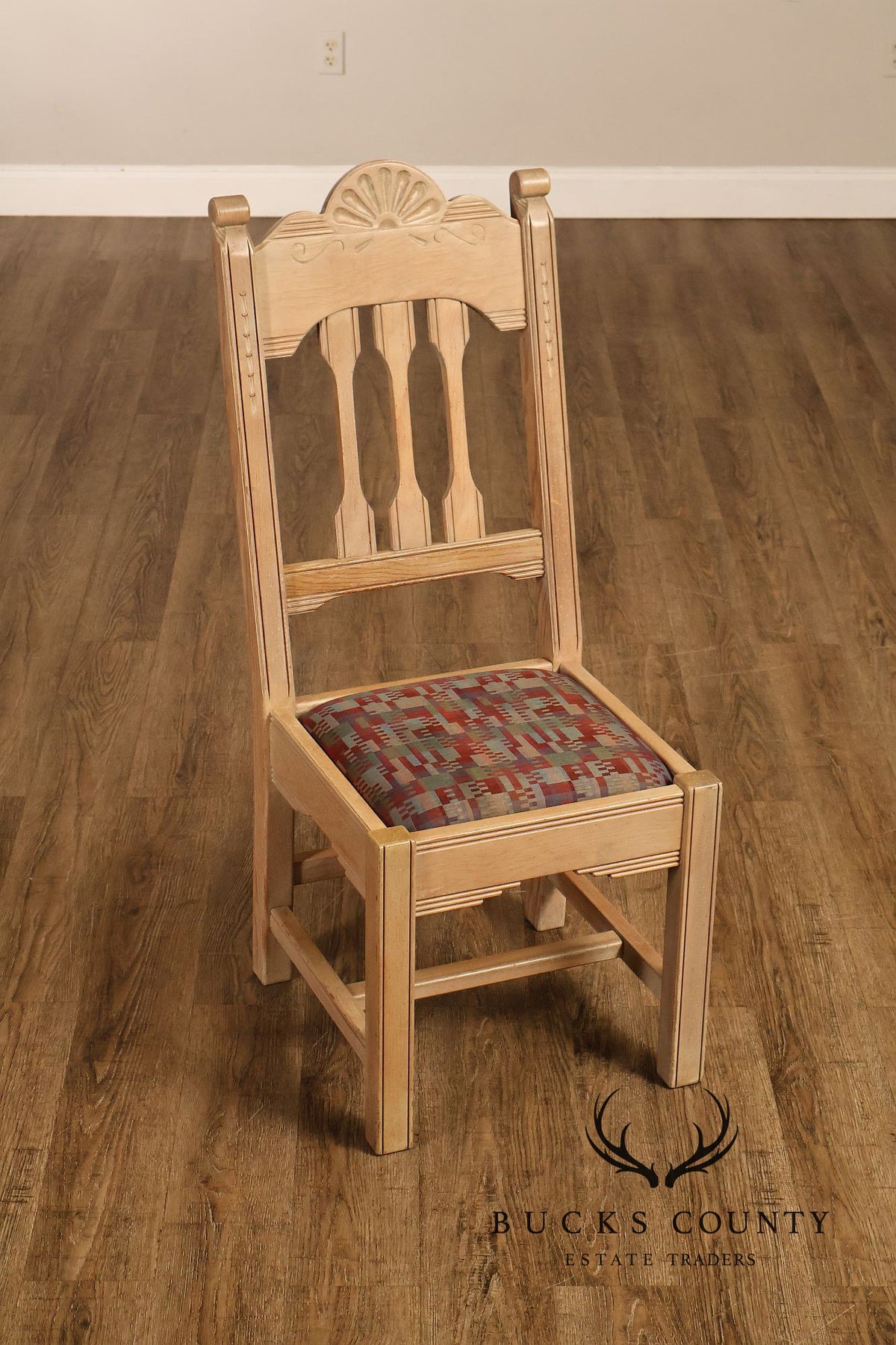 Southwest Style Vintage Set of Six Carved Pine Dining Chairs