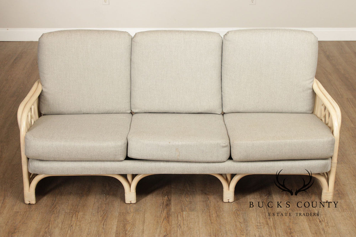 Brighton Pavilion Style Vintage Rattan Three-Seat Sofa