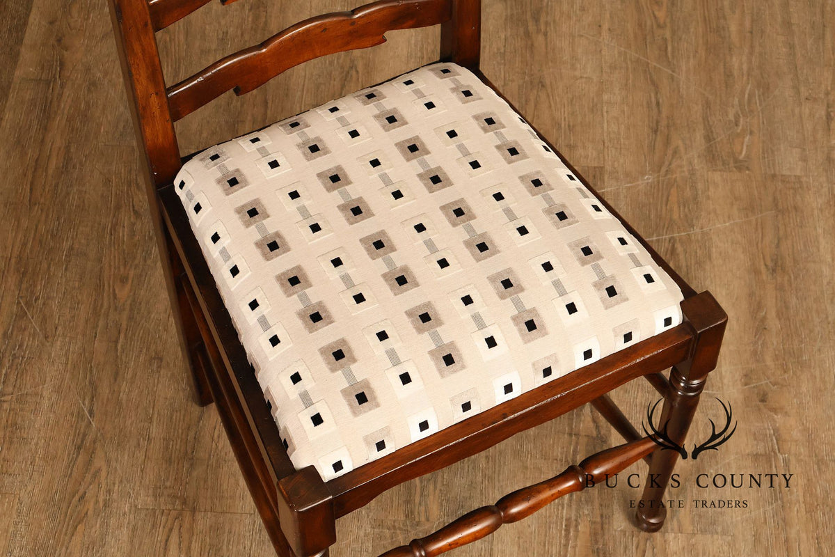 English Traditional Set Of Eight Custom Quality Ladderback Dining Chairs