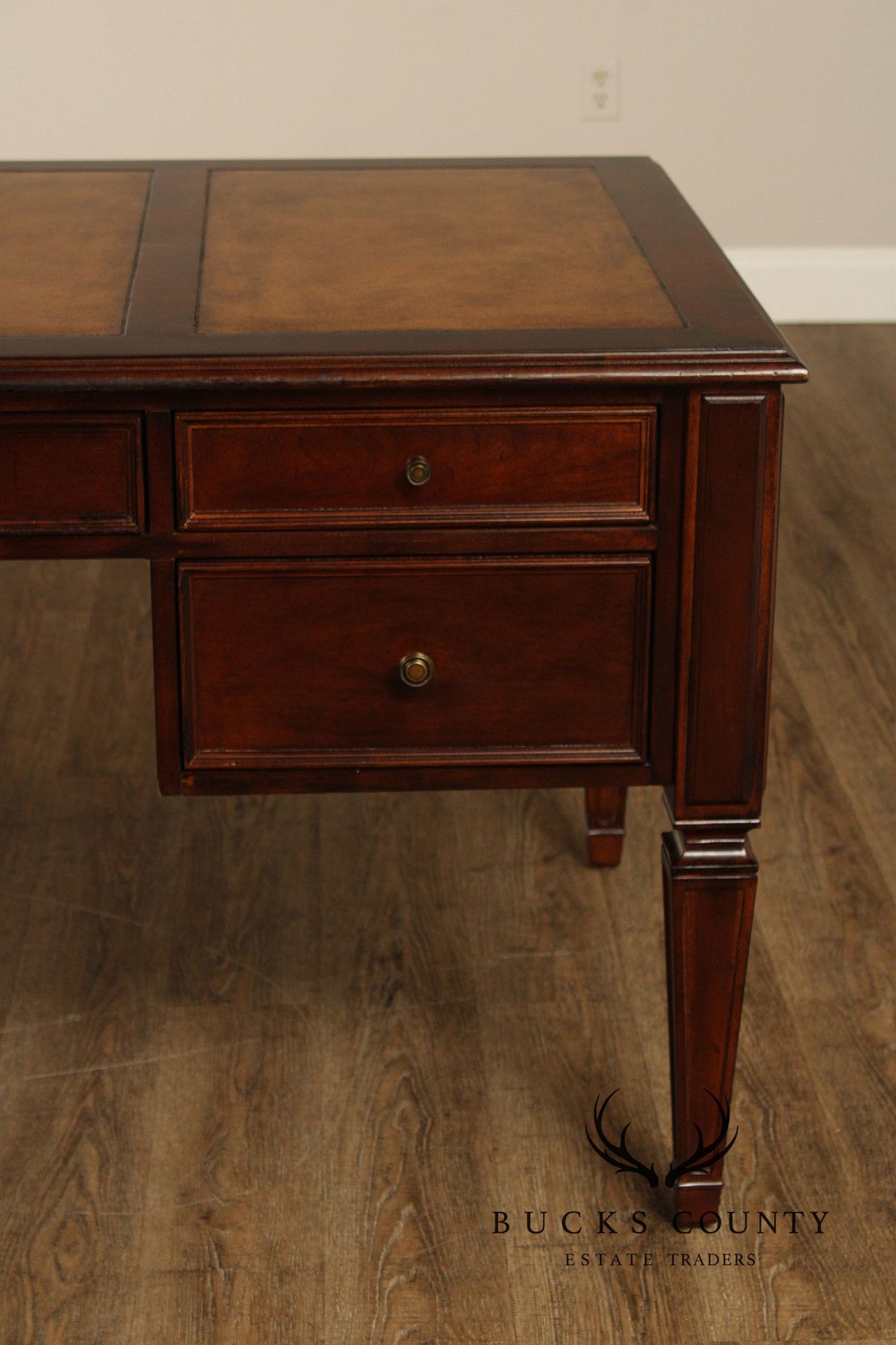 Ethan Allen Leather Top Cherry 'Buckley' Executive Desk