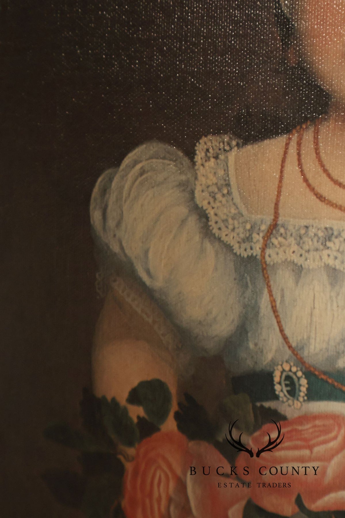 Framed Girl With Basket Of Flowers Print After An American Folk Portrait