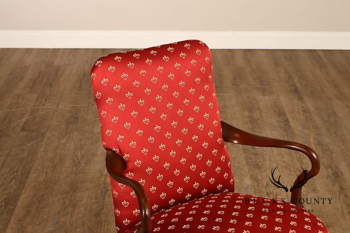 Queen Anne Style Mahogany Library Armchair