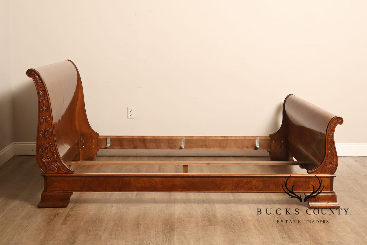 Henredon 'Charles X' King Size Burlwood Sleigh Bed