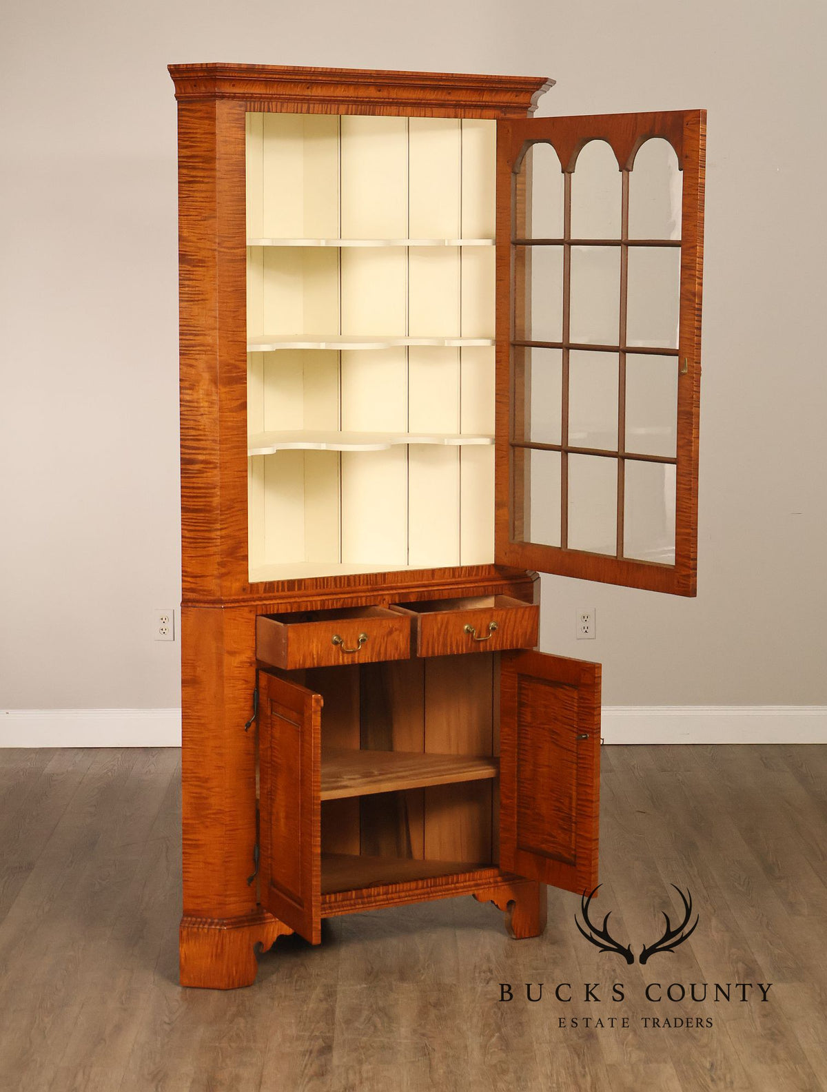 Louis Irion Tiger Maple Corner Cabinet*
