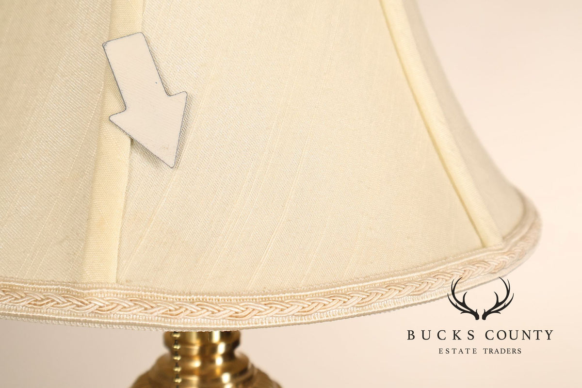 Lenox For Quoizel Pair of Brass and Porcelain Tall Table Lamps