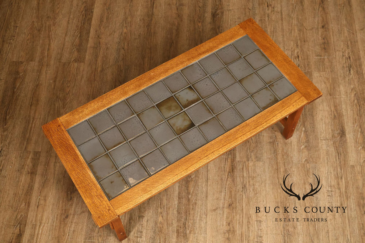 Stickley Mission Collection Oak Tile Top Coffee Table