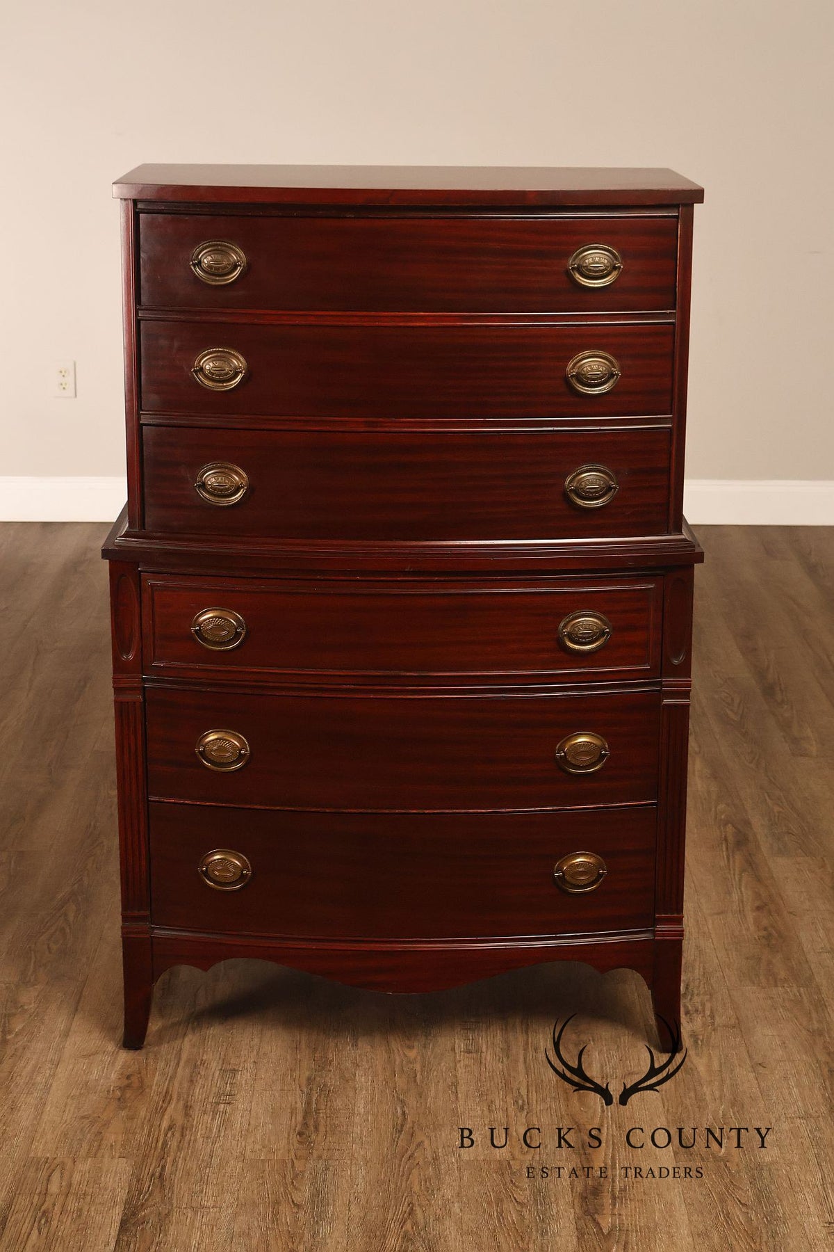 1940s Hepplewhite Style Mahogany Chest On Chest
