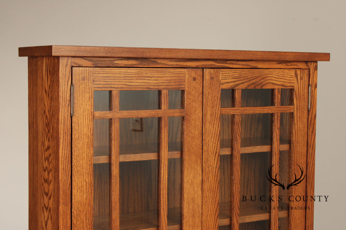 Mission Style Oak Two-Door Bookcase