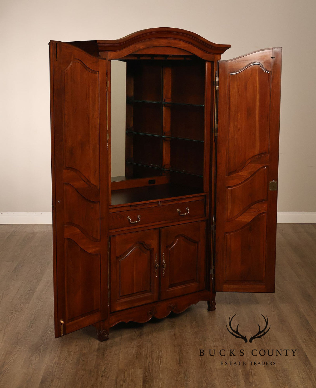 Harden French Louis XV Style Cherry Armoire Bar Cabinet