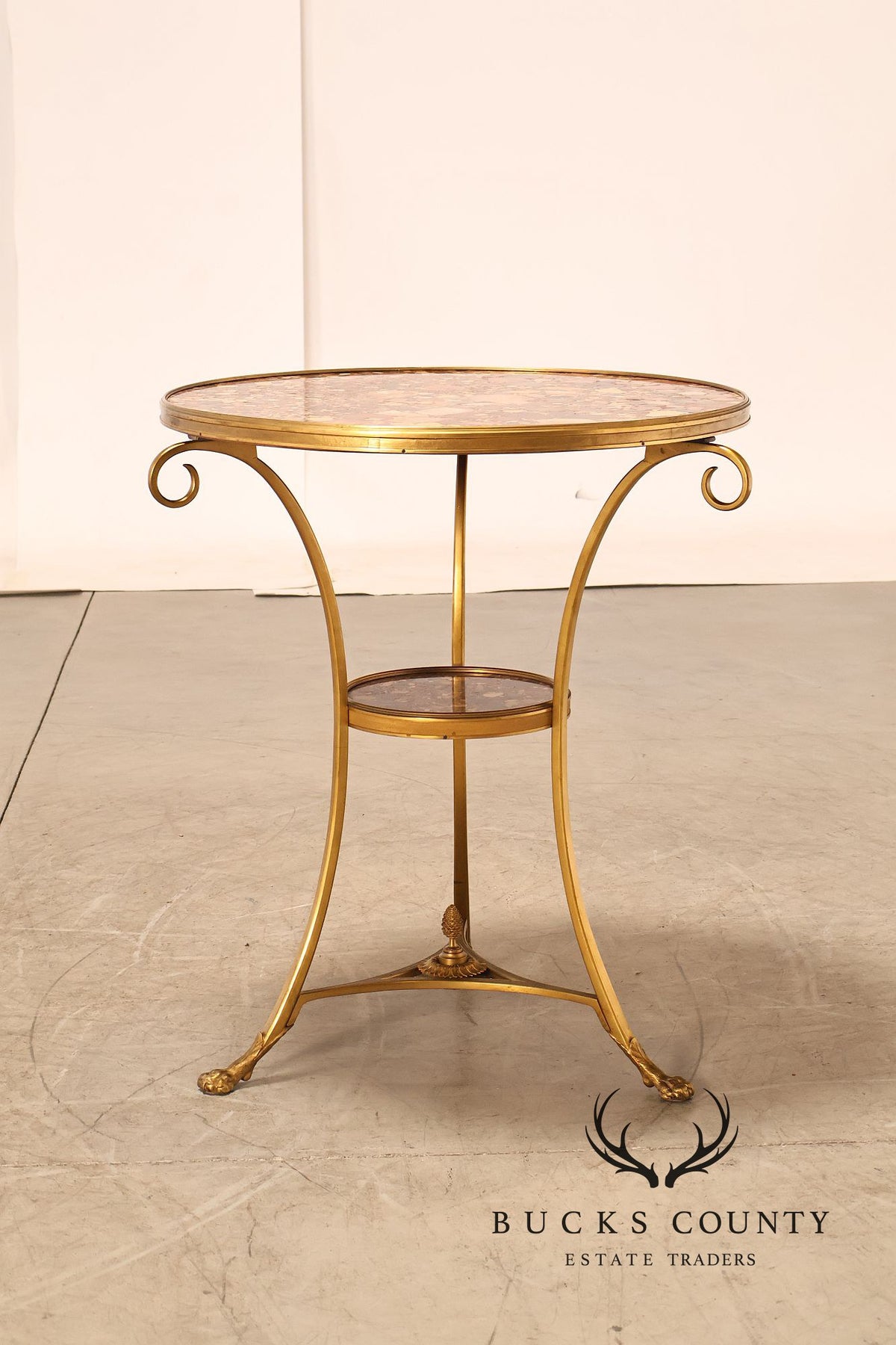 Neoclassical Style Pair of Marble Top Gueridon Side Tables