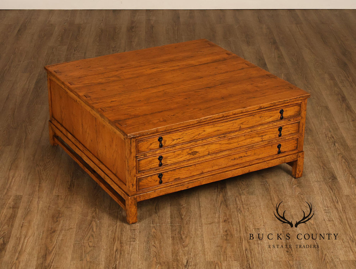 Guy Chaddock Antiqued Oak Storage Coffee Table