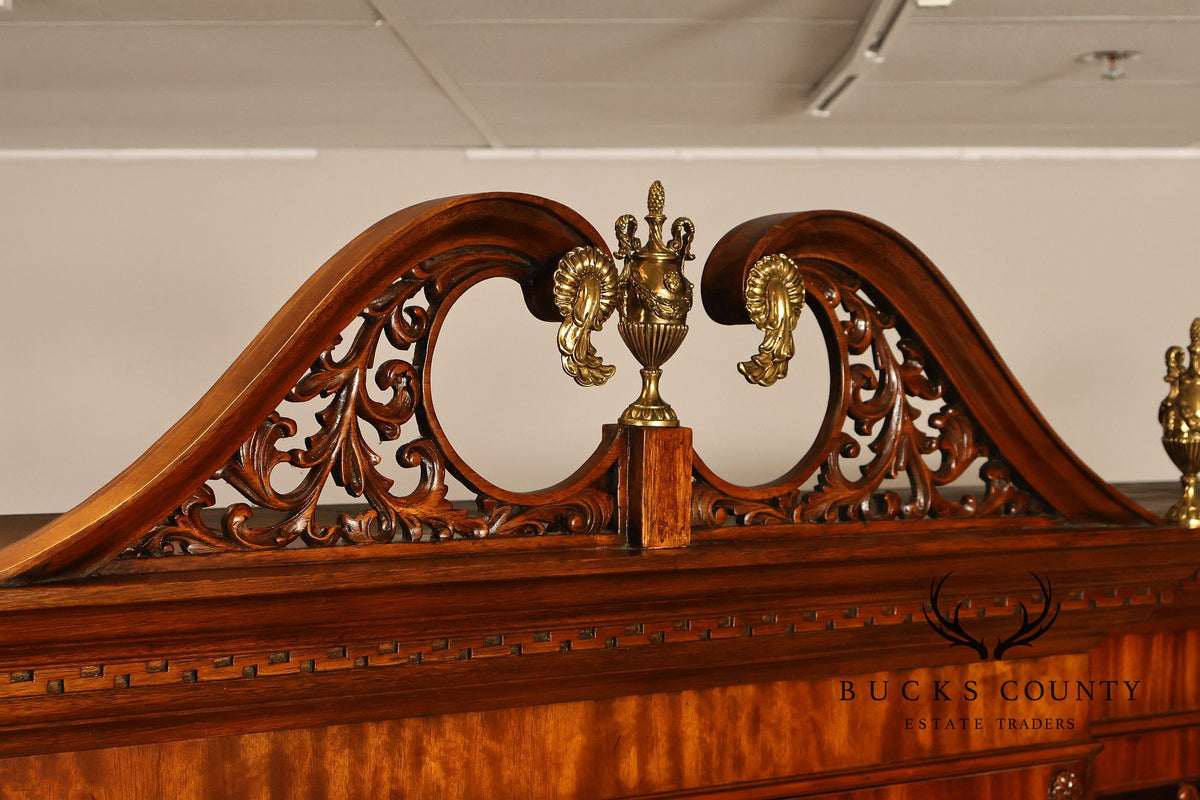 Maitland Smith Georgian Style Large Mahogany Breakfront Bookcase