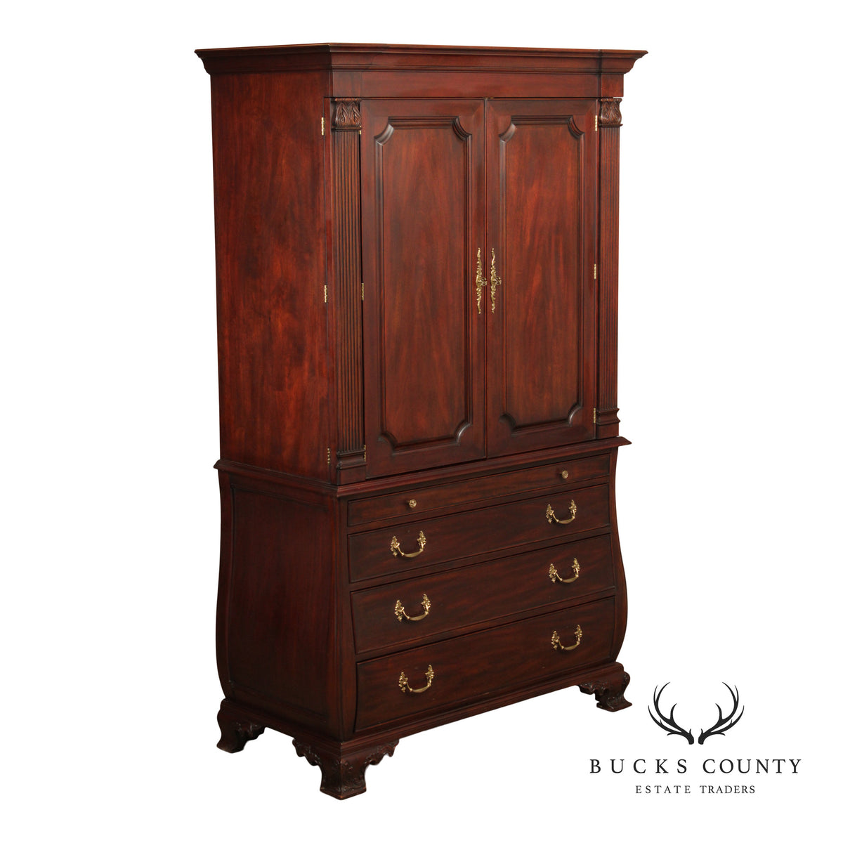 Henkel Harris Mahogany Bombe Armoire Cabinet