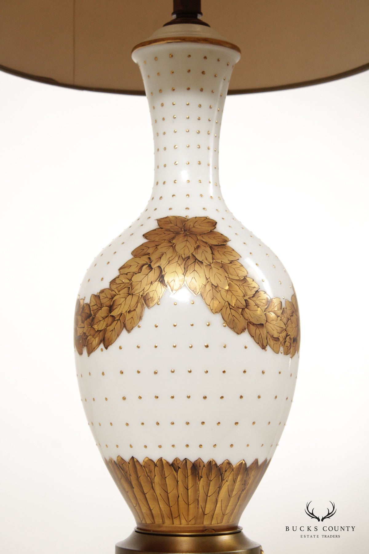 Artemis Studios Neoclassical Style Pair of Milk Glass Table Lamps