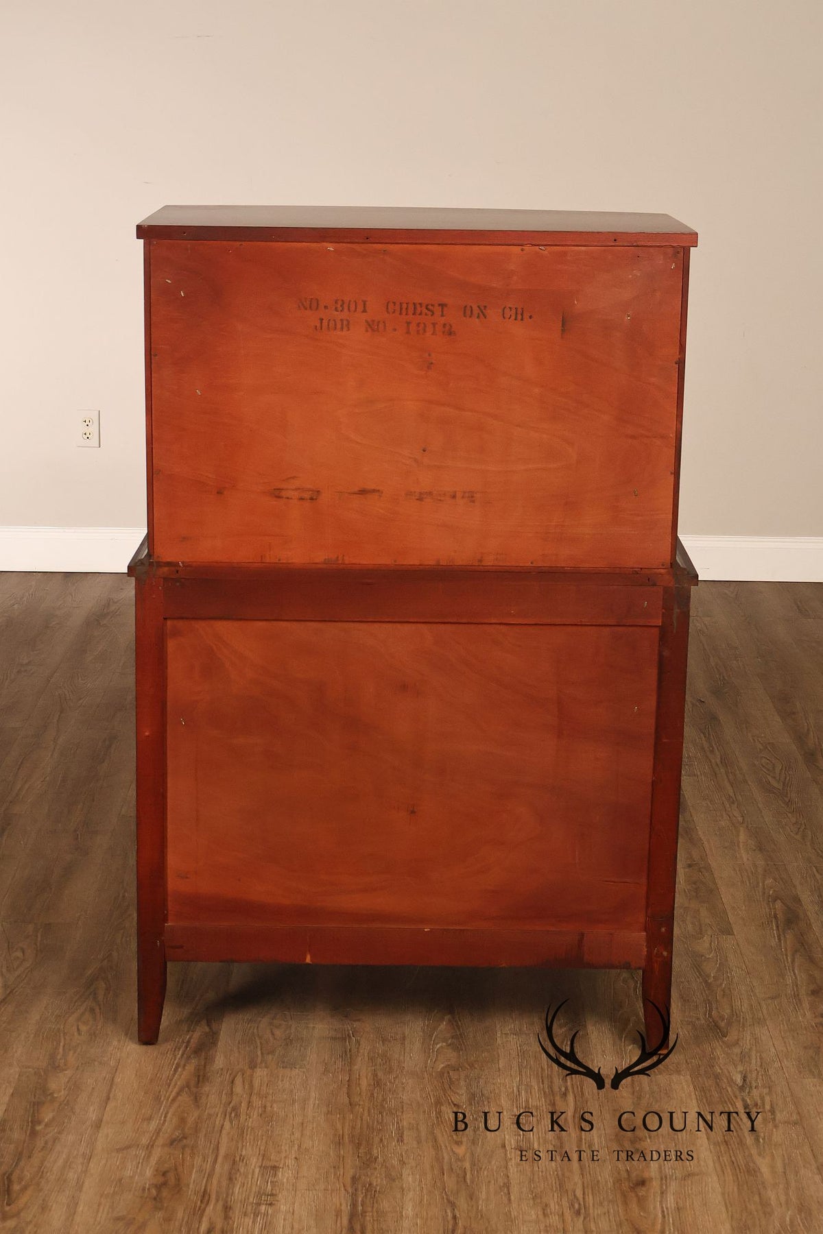 1940s Hepplewhite Style Mahogany Chest On Chest