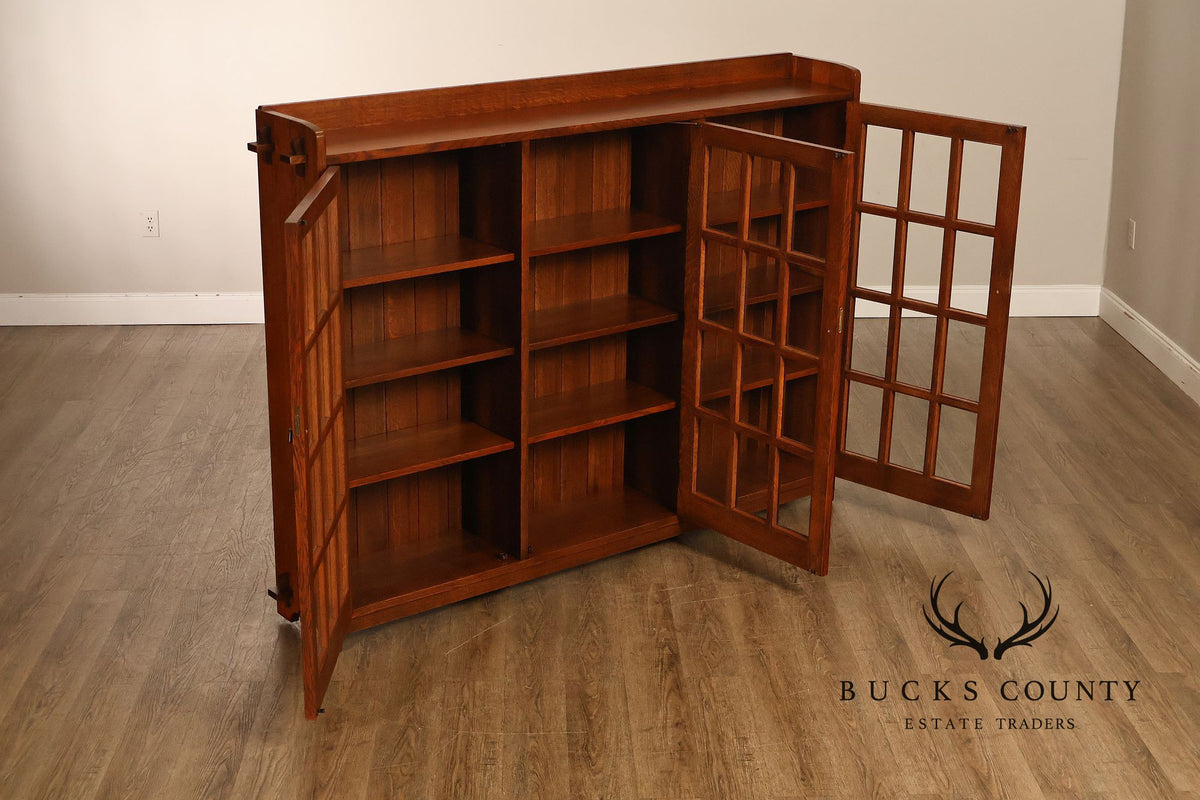 Stickley Mission Collection Oak Three-Door Bookcase