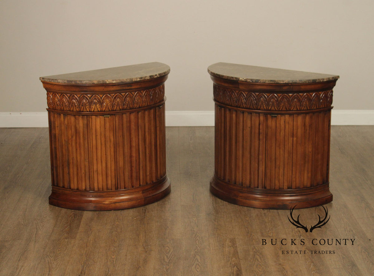 Century Furniture 'Venice Collection' Pair of Marble Top Consoles