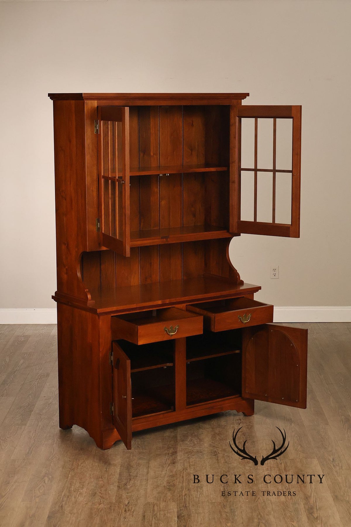 E.A. Clore Bench Made Solid Walnut Step Back Hutch