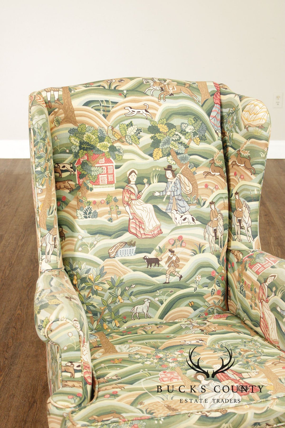 Chippendale Style Pair of Mahogany Wingback Chairs