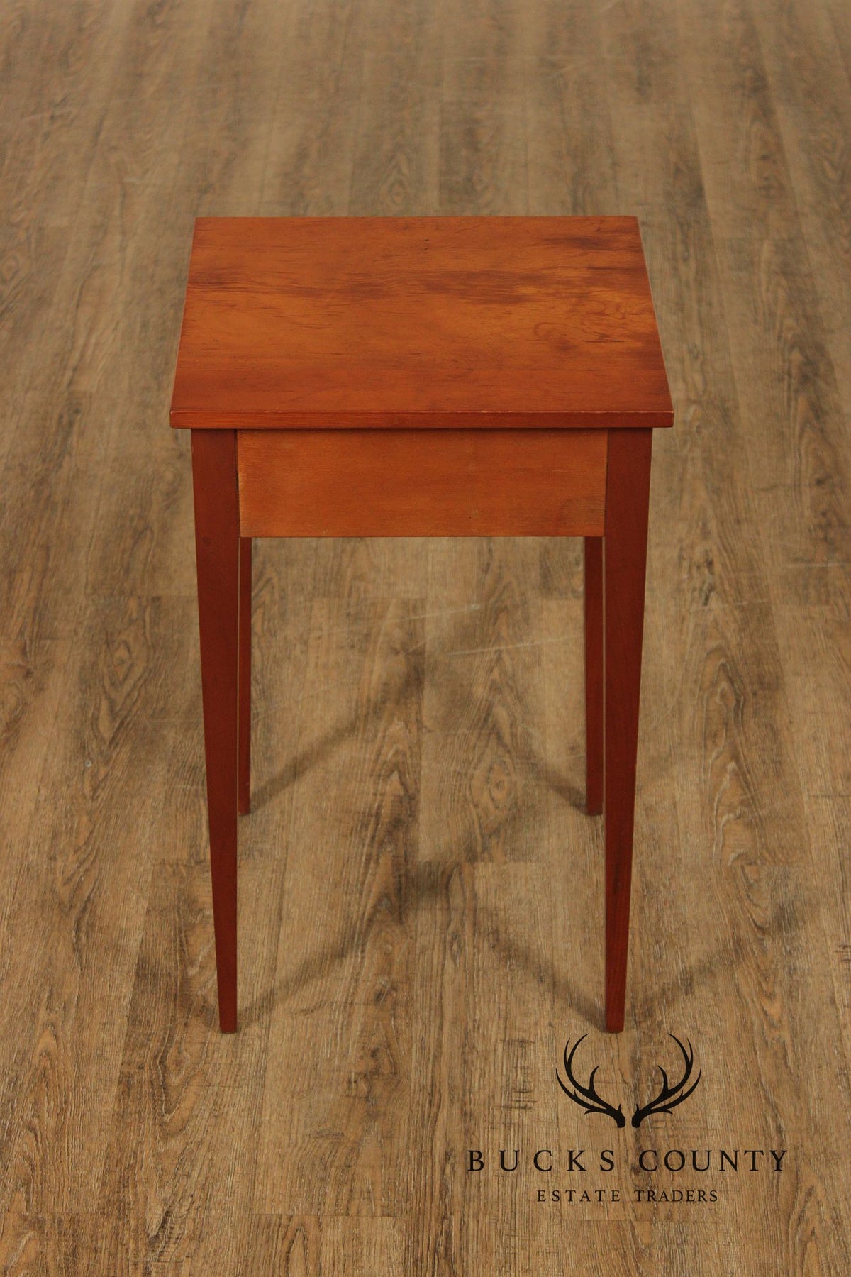 Hepplewhite Style Custom Quality Pair Of Single Drawer Work Stand Side Tables