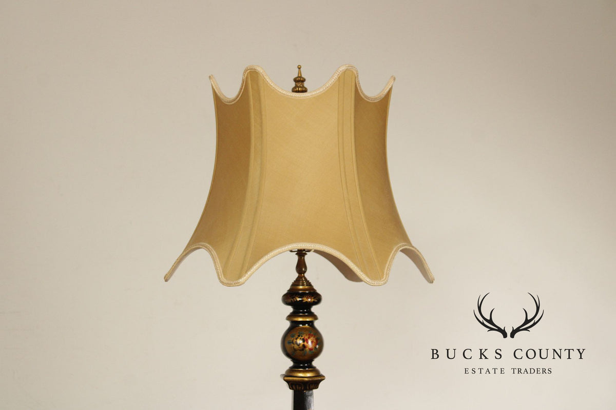 Chelsea House Chinoiserie Decorated Black Lacquer Floor Lamp