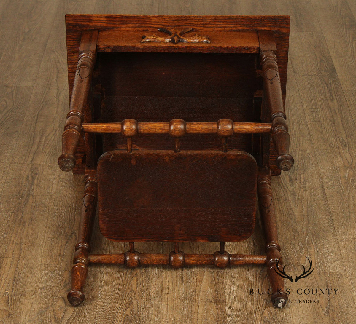 Antique Victorian Carved Oak End Table