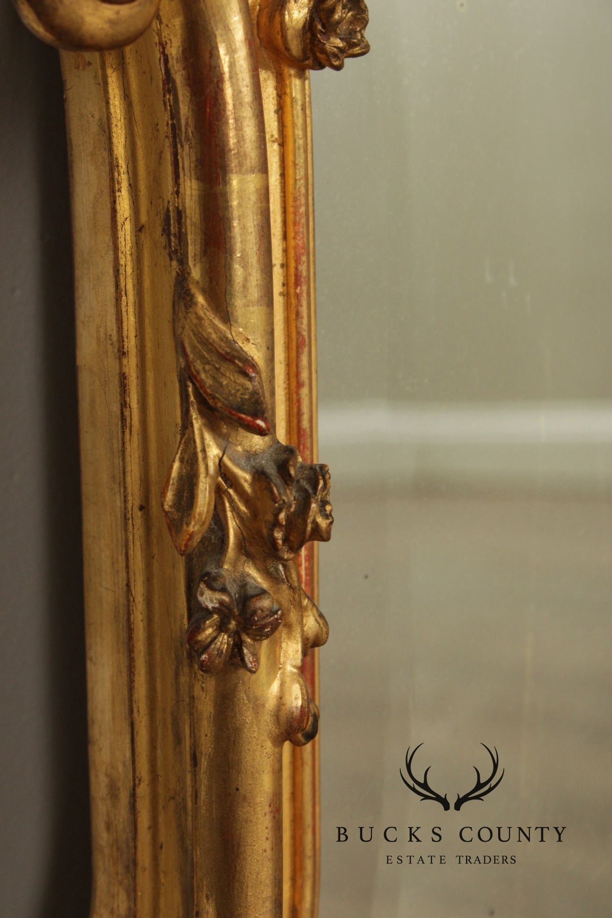Antique Rococo Revival Giltwood Mantel Mirror