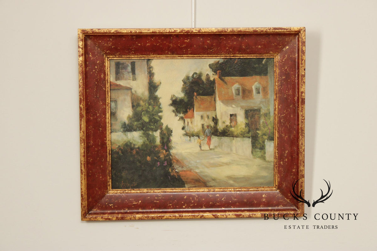 Barbara Applegate Impressionist Style Framed Print on Board, 'On Sea Street'