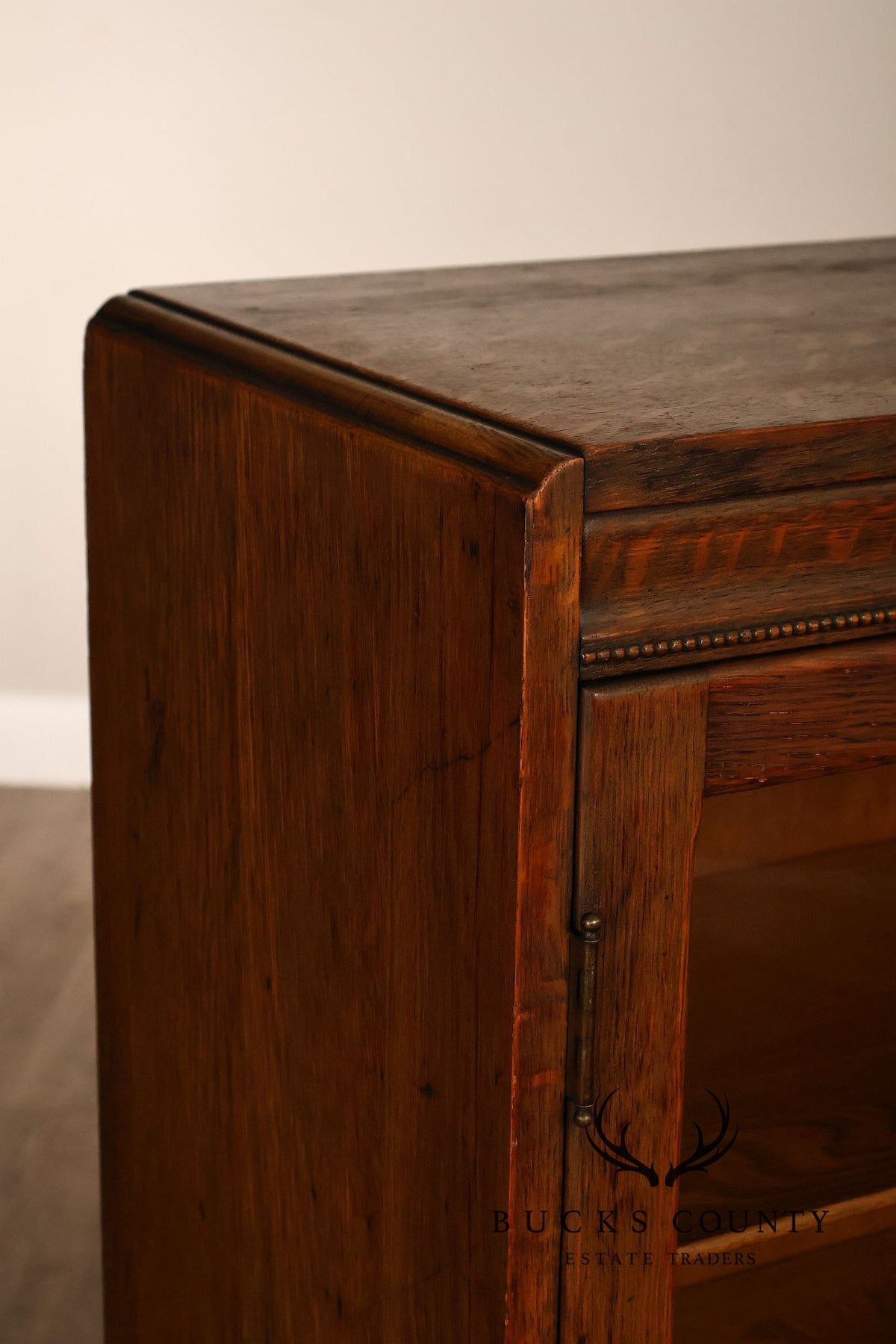 Antique Oak Two Door Glass Front Bookcase