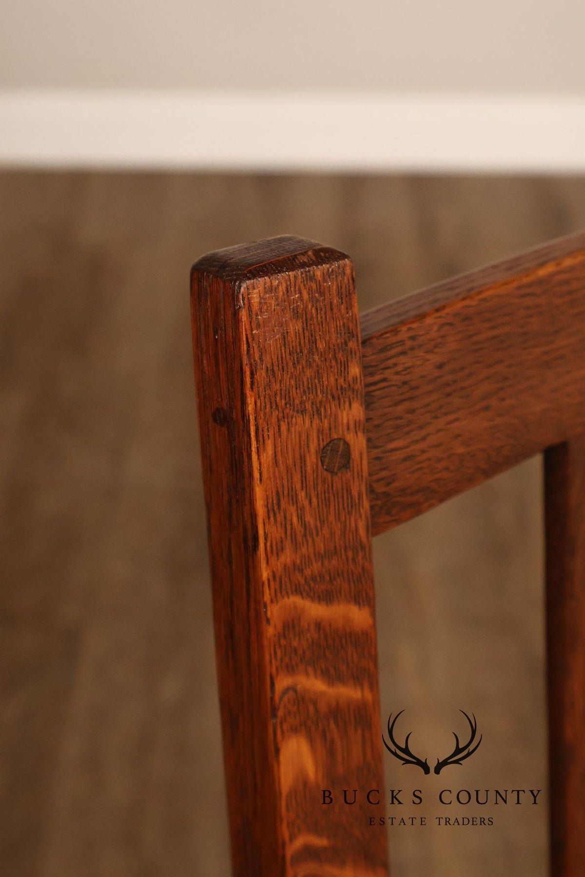 Gustav Stickley Antique Mission Oak Arts And Crafts Armchair With Leather Seat
