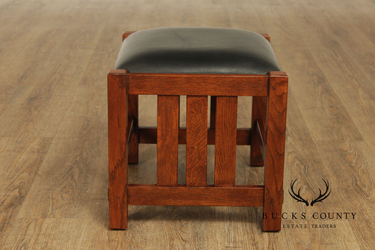 Stickley Mission Collection Oak Bow Arm Morris Chair and Ottoman