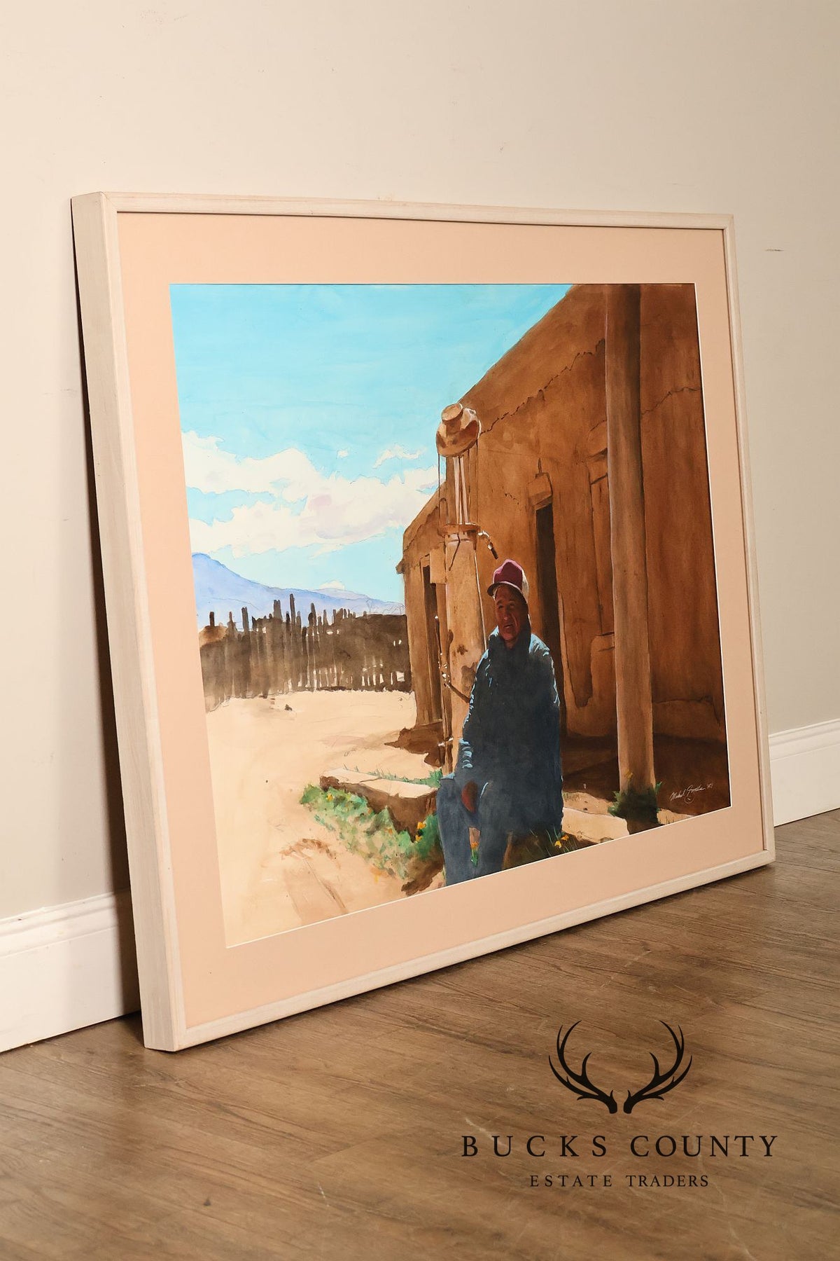 Mike Forde Southwestern Watercolor Painting, 'Albert's Magenta Hat'