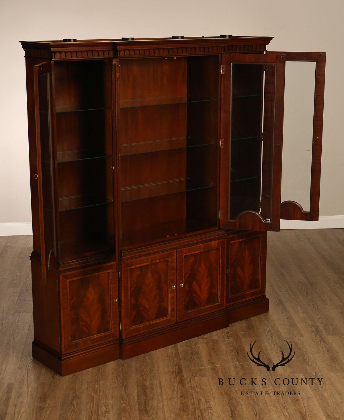 Councill Craftsmen Mahogany Breakfront China Cabinet