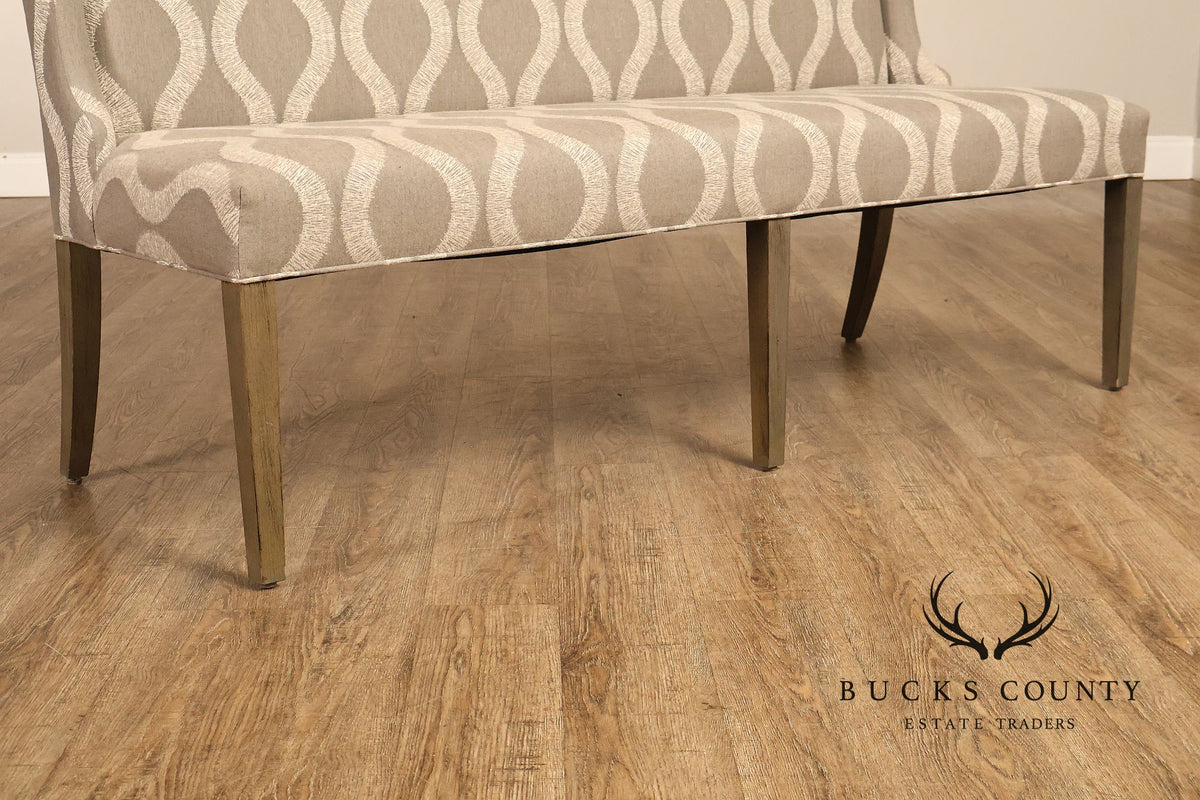 Bassett Brooke Collection Wing Back Banquette Geometric Upholstered Bench
