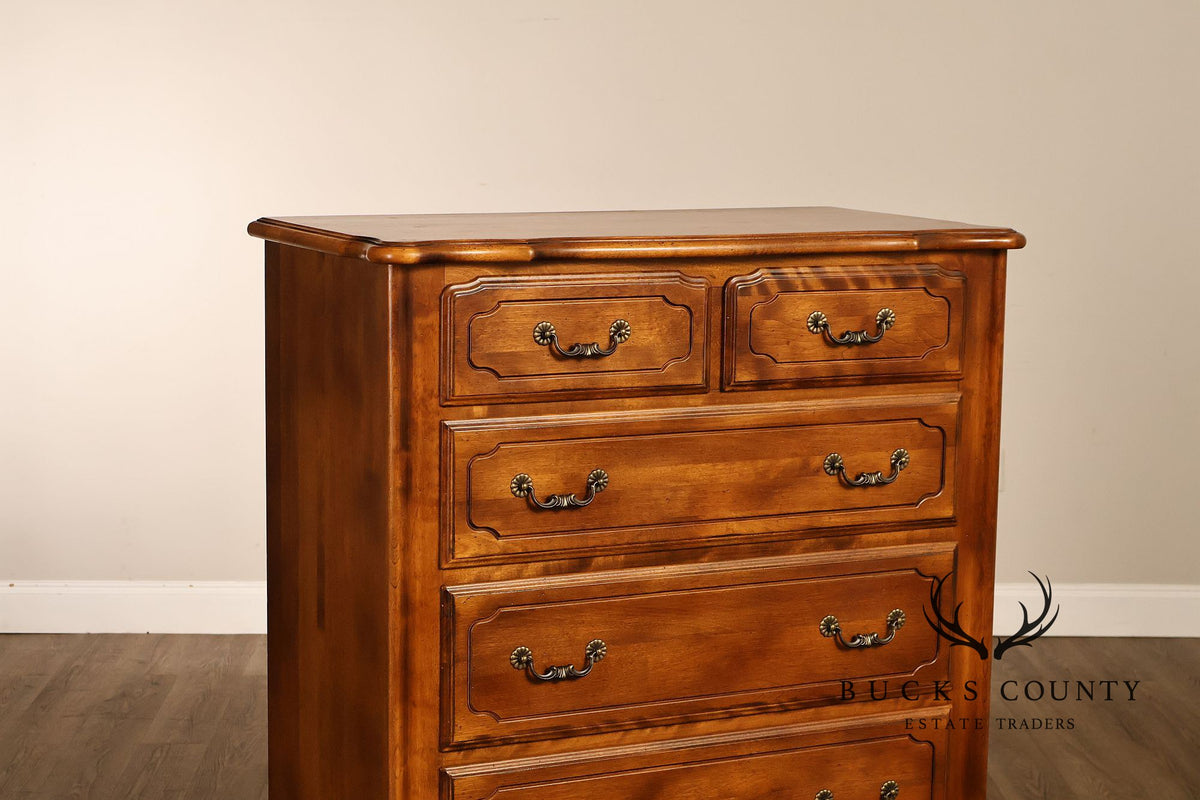 Ethan Allen Country French Maple And Birchwood Six Drawer High Chest