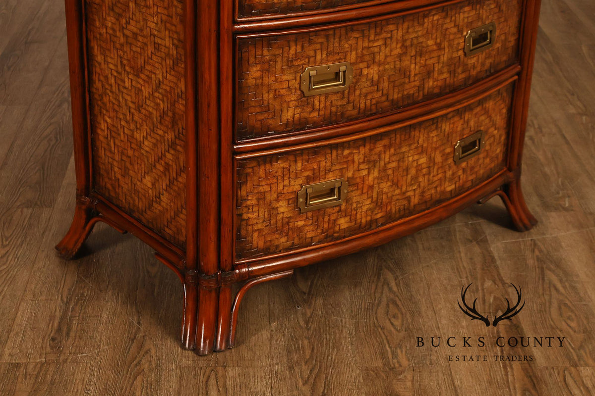 Maitland Smith Campaign Style Bowfront Rattan Chest