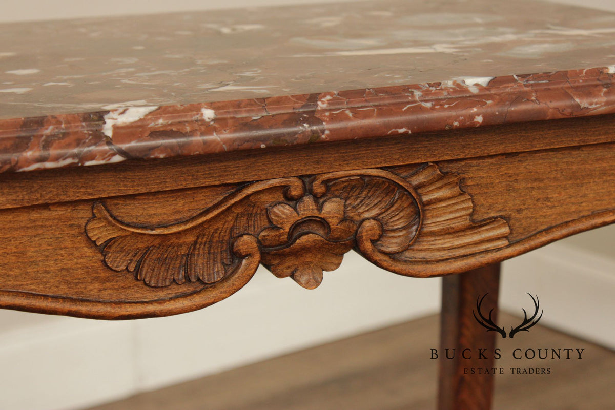 French Louis XV Style Marble Top End Table
