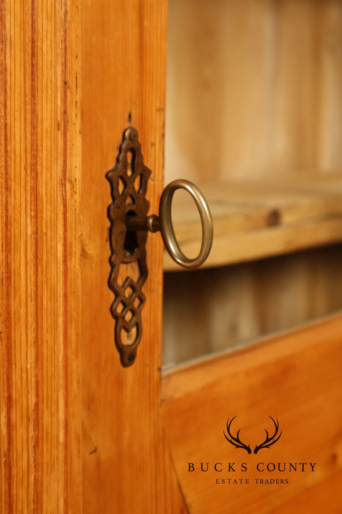 European Country Pine Glass Door Display Cabinet