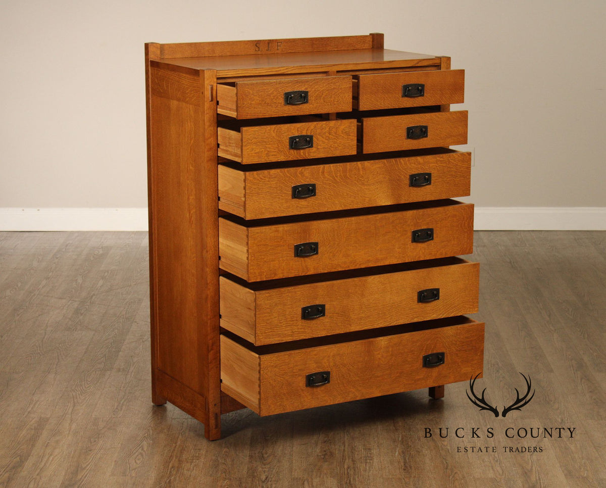 Stickley Mission Collection Oak Tall Chest Of Drawers
