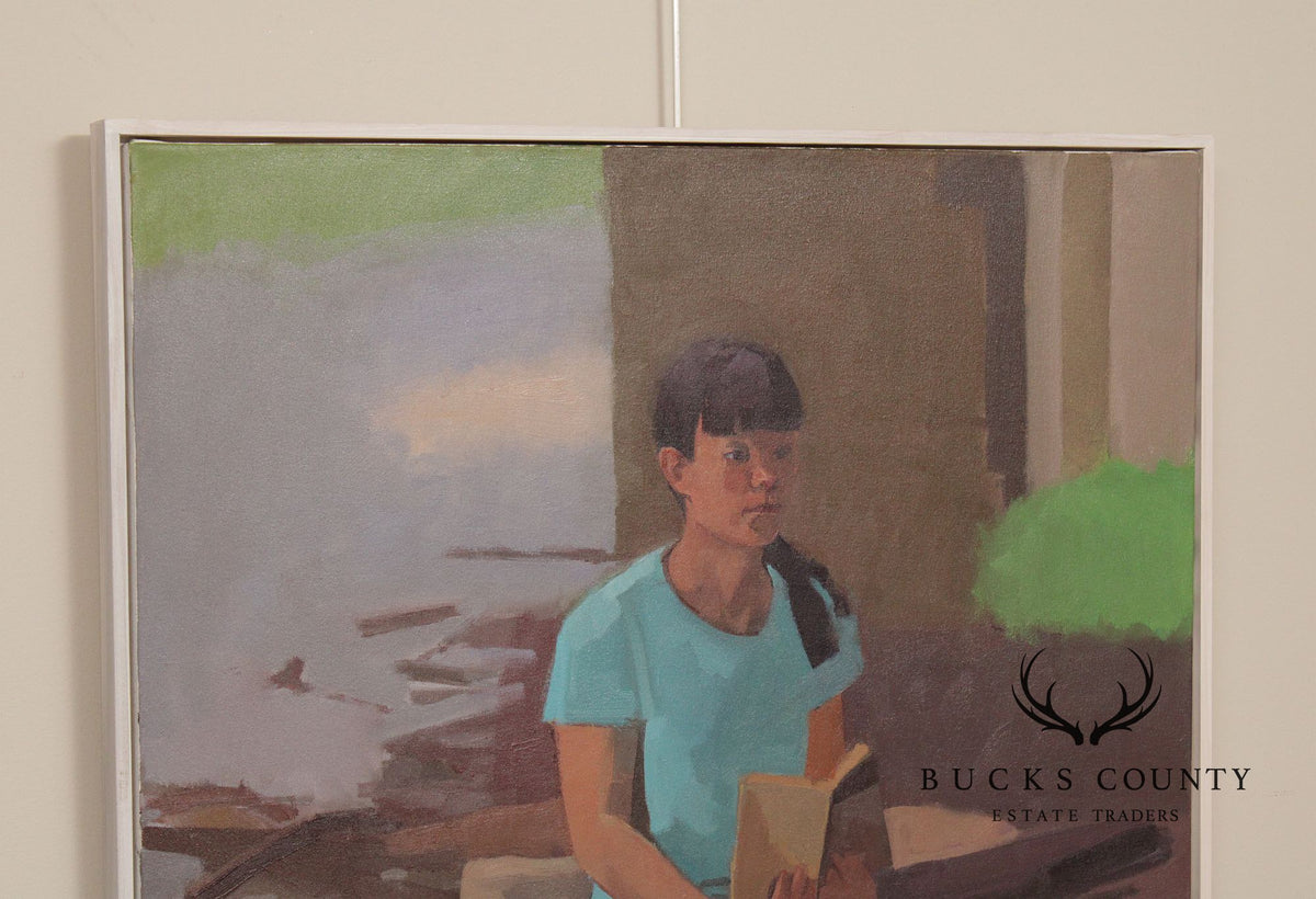 Tim Kennedy Oil on Canvas Portrait, 'Holly Reading'