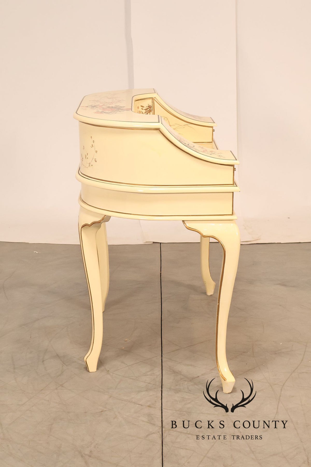 Chinoiserie Painted Carlton House Writing Desk With Chair