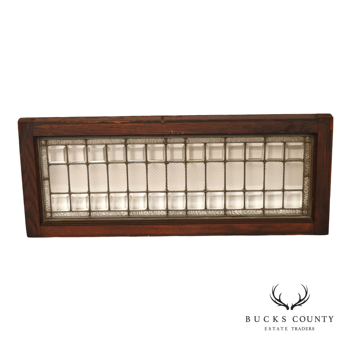Arts & Crafts Leaded Glass and Oak Transom Window