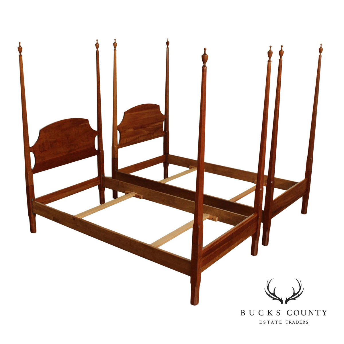 Stickley Traditional Cherry Twin Size Pair Of Poster Beds